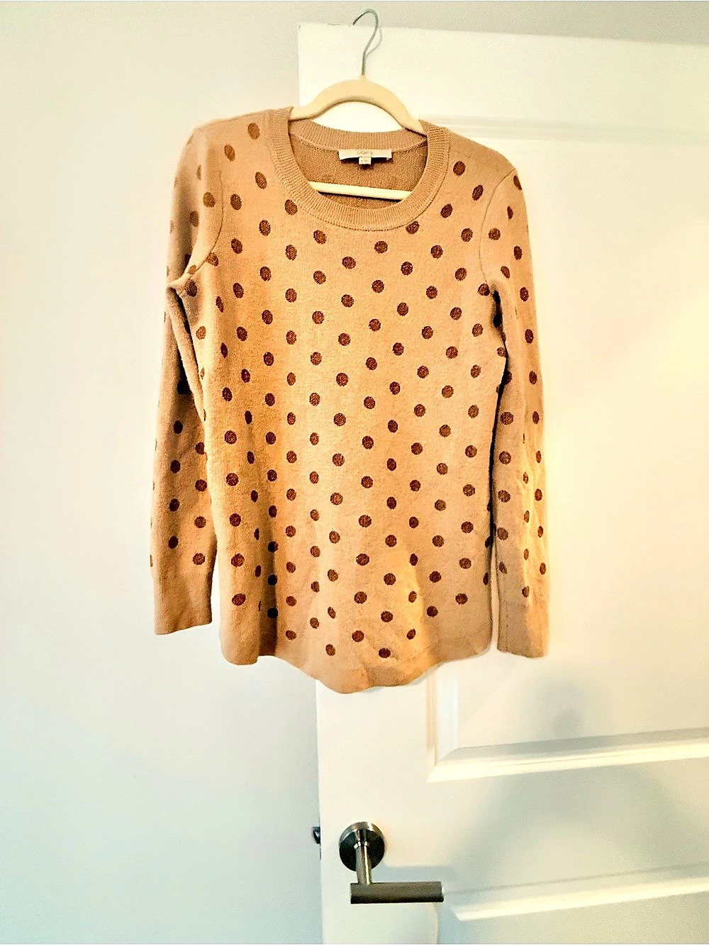 LOFT Polka Dot Sweater in Brown & Tan Size Medium Like New